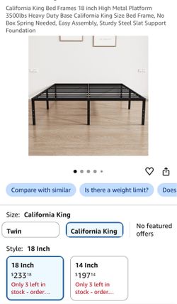 California King Metal Platform Bed Frame 18 Inch