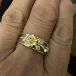 Flower And Leaf Stack Ring