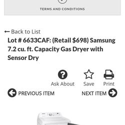 *New* Samsung Gas Dryer