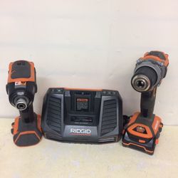 Ridgid R86009/R86037 18V Drill 1/4 Impact Driver Charger Combp Kit