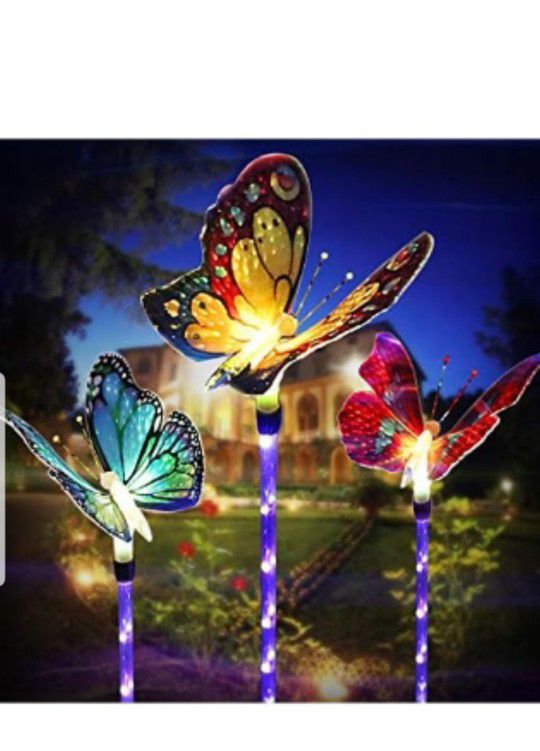 Outdoor Solar Garden Lights, Solar Stake Lights,Fiber Optic Butterfly Decorative Lights