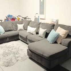 Grey Oversized Sectional Sofa 
