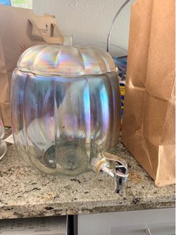 Iridescent Pumpkin glass beverage dispenser