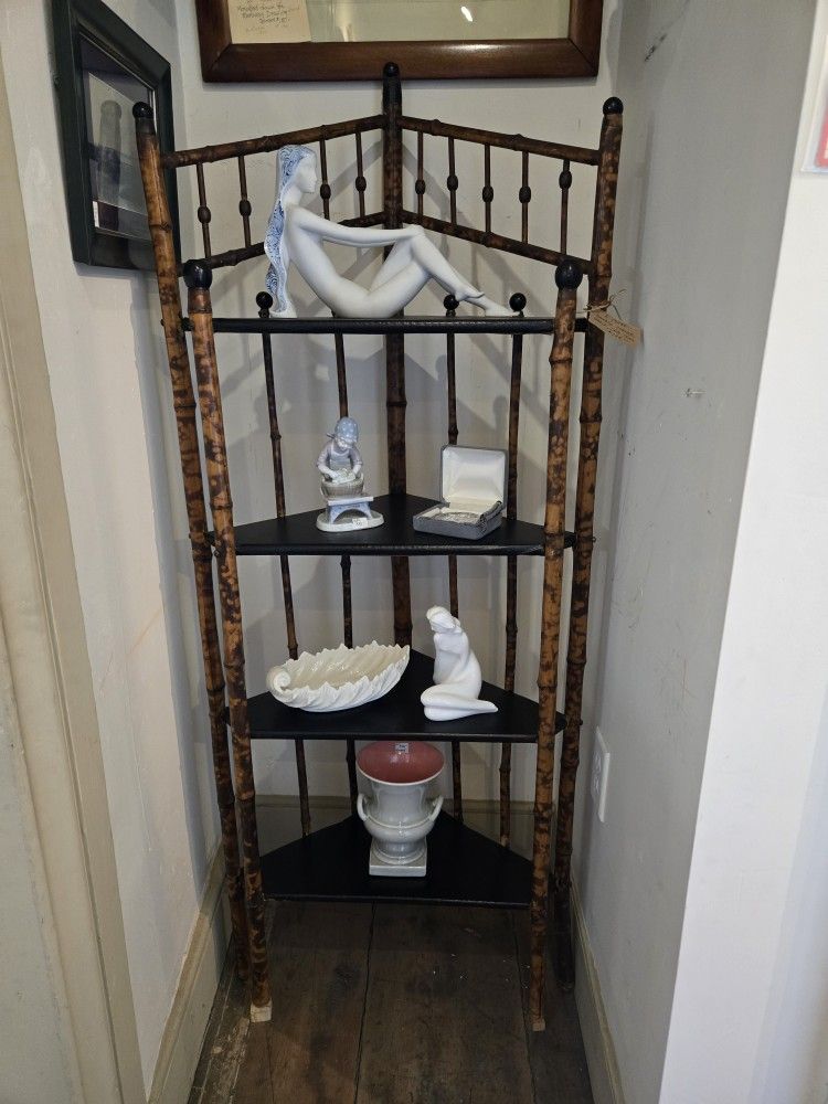 Antique Bamboo Corner Shelf