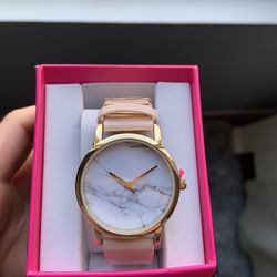 Marble Watch With Pink Band And Gold Rim