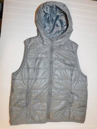 OSO Casuals Packable Zip Front Hooded Puffer Gray Vest Women's XL