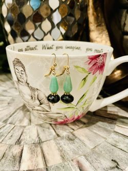Jade And Black Onyx Earrings 