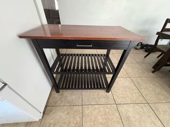 Solid Wood Kitchen Work Table / Prep Table – Drawer & Slatted Shelves