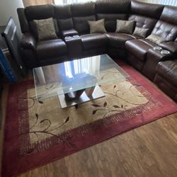 (2 Pieces Power Reclining) Brown Sofa With The Table