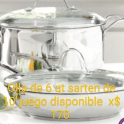 Juego De Olla De 6qt Y Sarten De 10" 