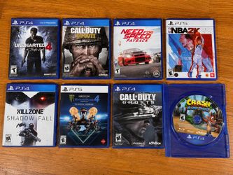 PS4 PS5 Video Game Lot of 8 COD Crash Uncharted NBA 2K22 Need for Speed