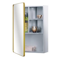 Stainless Steel Medicine Mirror Cabinet Gold