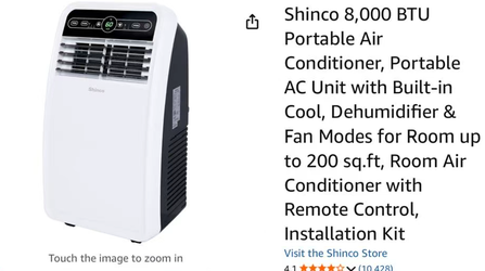 [Used] Shinco 8,000 BTU Portable Air Conditioner – 3-in-1 AC, Dehumidifier & Fan