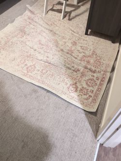Large Pink And White Rug
