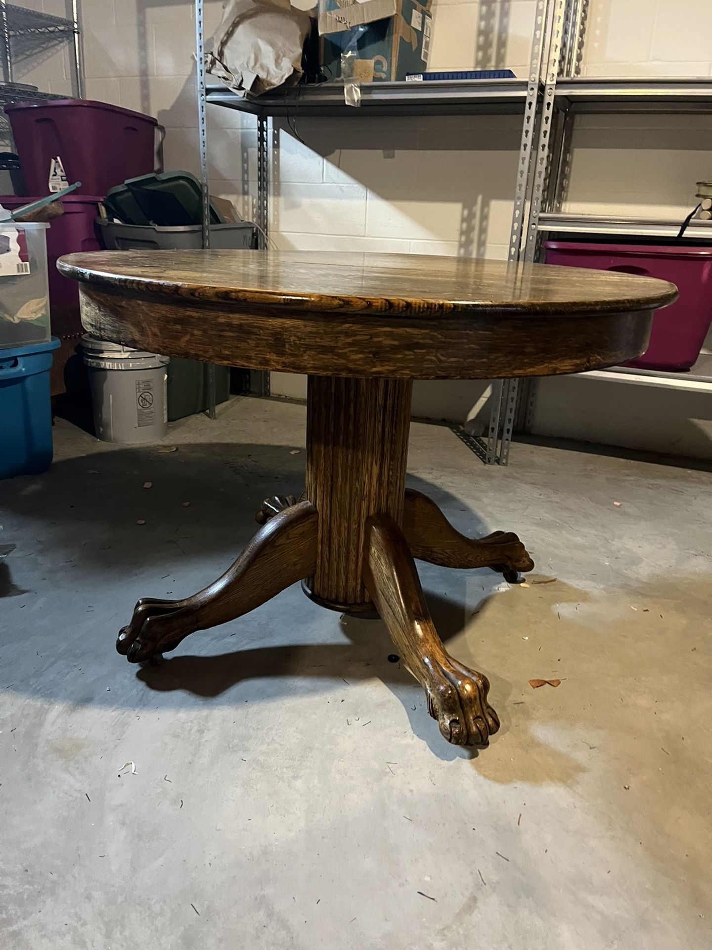 Antique Tiger Oak Claw Table
