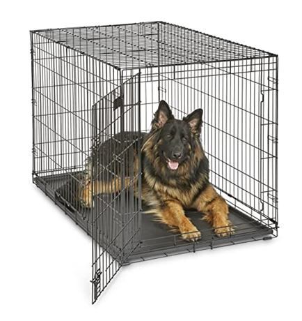 48” Single  Door Dog Crate, Includes Leak-Proof Pan, Floor Protecting Feet, Divider Panel  SLIGHT BENDS