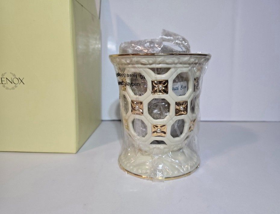 Lenox Florentine & Pearl Octagonal Votive Candleholder Porcelain Home Decor