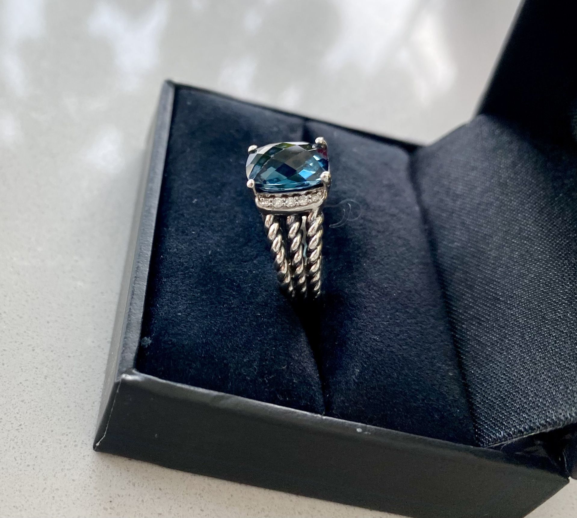 David Yurman Sterling Silver And Blue Topaz Ring