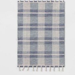 5ft X 7ft 5'x7' Plaid Woven Area Rug Blue - Threshold™ ! !!!