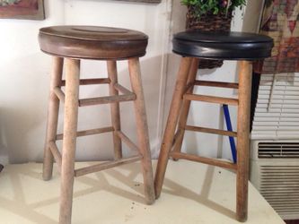 Two small round bar stools