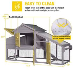 🥨Aivituvin-AIR23-W Wooden Chicken Coop on Wheels for 2-3 Hens - Gray Chicken Coop