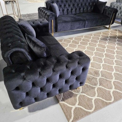 AP Luxury Black Living Room Set Sofa& Loveseat/ Fast Delivery Financing