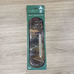 Thomas Kinkade Metal big Thermometer - Scenic Cabin Artwork
