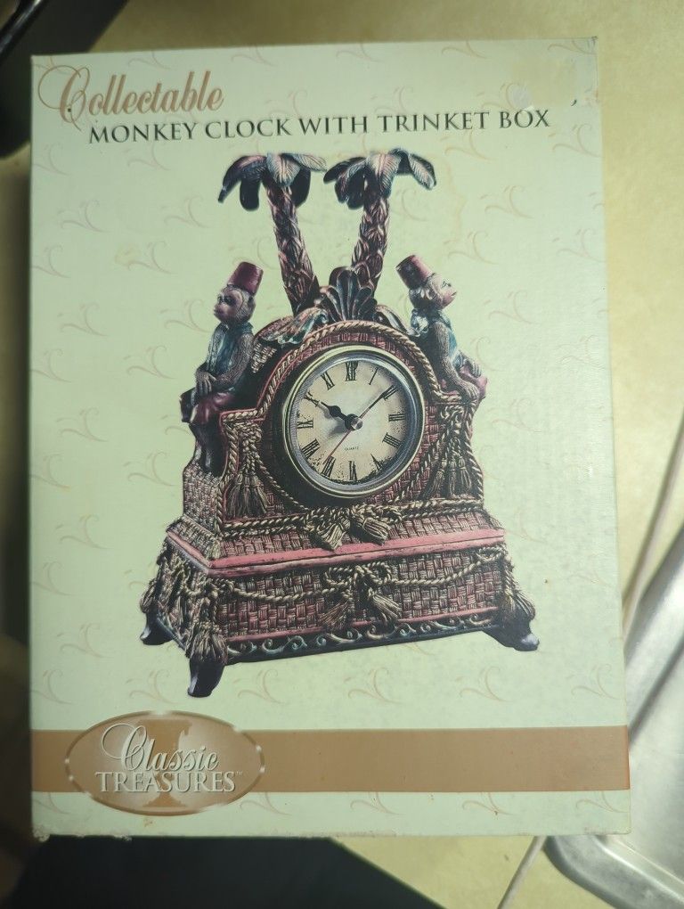 Collectable Monkey Clock With Trinket Box