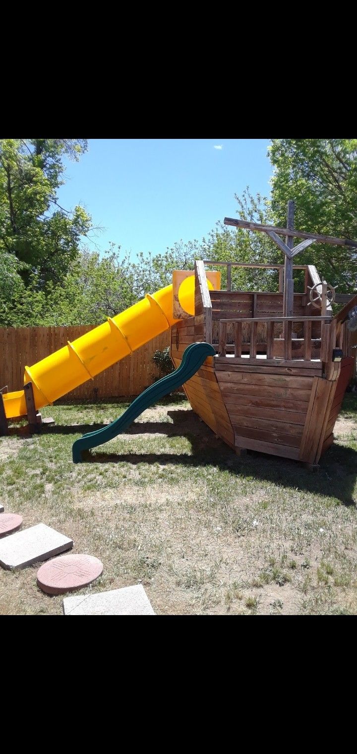 Pirate Ship Clubhouse Solid Wood Outdoor Playhouse