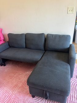 Small navy couch with storage L-shape