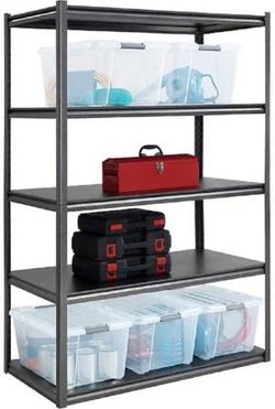 New In Box Whalen 5-Shelf Heavy Duty Steel Shelving Unit, 48" W x 24" D x 72"