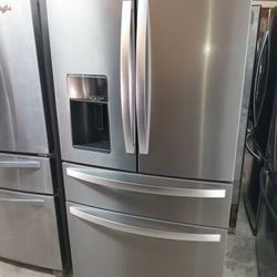 Whirlpool Refrigerator 4 Door Everything Works Good Stainless Steel 