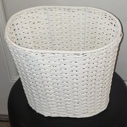 White Weaved Trashcan/Waste Basket