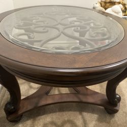Oval Wooden Table With Glass top