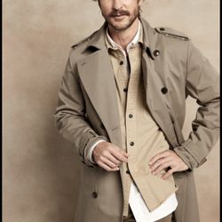 Vintage London Fog Trench Coat Tan Button Up Belted Long Sleeves Size 44 Long