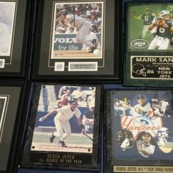 Assortment of New York Yankees Framed Photos and Plaques. Mark Sanchez New York Jets Plaque