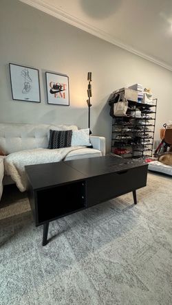 Black Lift-Top Coffee Table w/ Hidden Storage – Modern Living Room Table