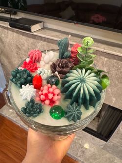 Beautiful Succulent candles 🕯️ in a big glass
