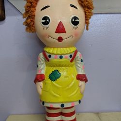 Vintage Raggedy Ann Ceramic Bank, 1972
