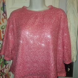 Pink Glitter Top Xlarge Women