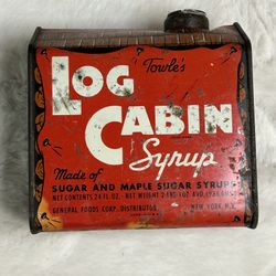 Vintage Log Cabin Syrup Tin Canister