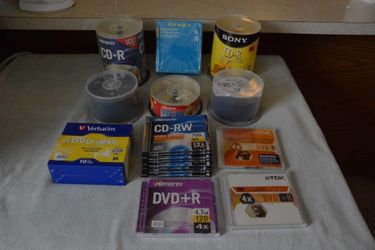 HUGE LOT OF BLANK (NEW) CDs AND DVDs - $60