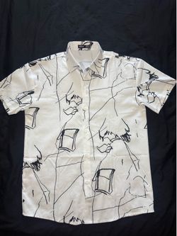 SHEIN Men's Size S Woven Cotton Short Sleeve Geometric Button-Up Shirt