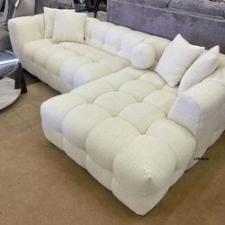 Ivory Boucle RAF Sectional 🍒 Fast Delivery,  Finance Available 