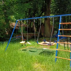 Trampoline Place And Sunset Brand New Swing Set