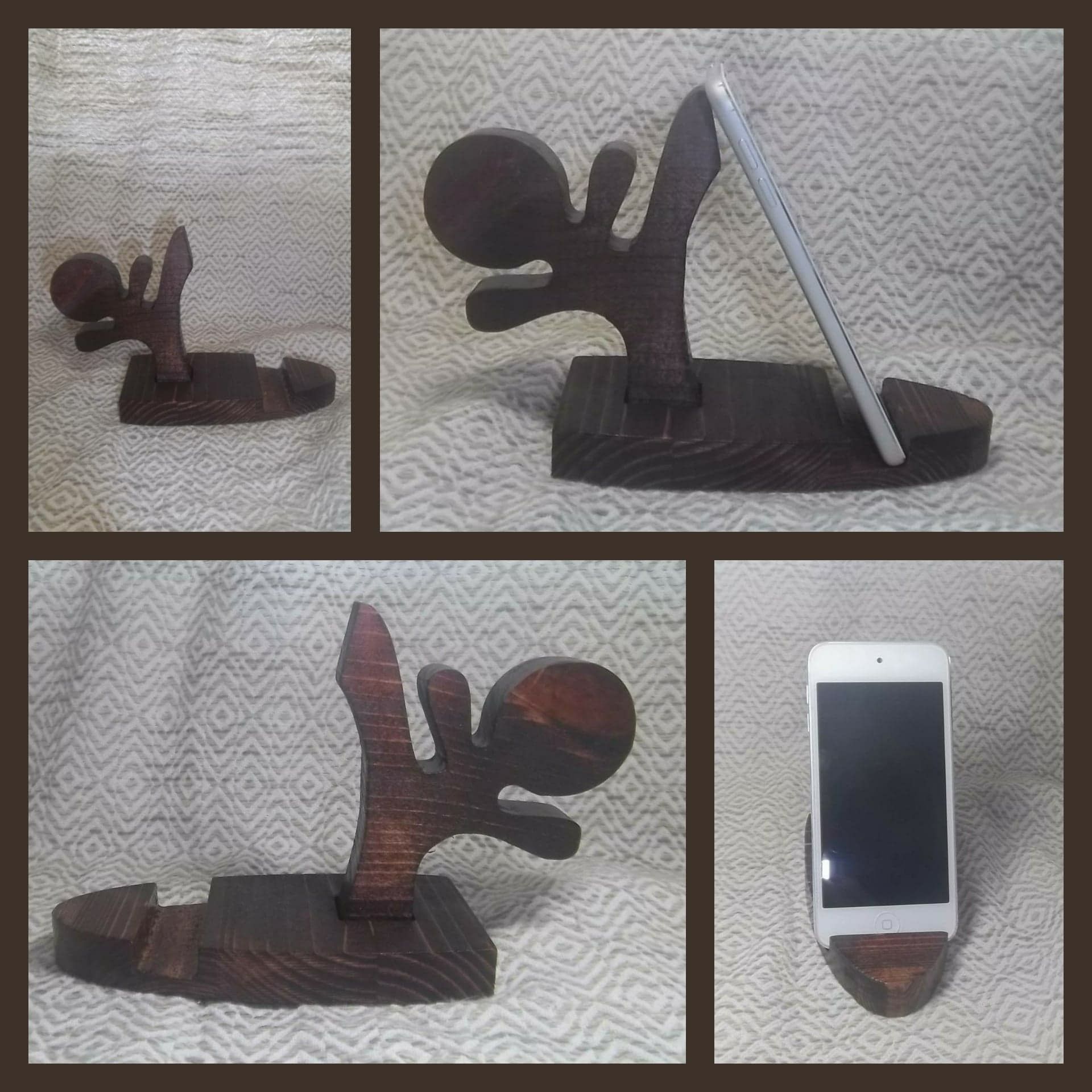 Universal real wood cell phone stand