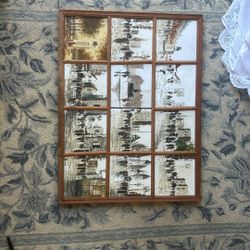 Hand Painted Tiles In Frame - Missing Edge Of Frames - Stained 