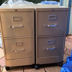 2 ROLLING METAL FILING CABINETS