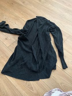 Dark Gray Open Front Knit Cardigan