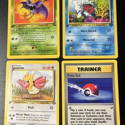 1st Edition Pokemon TCG (4 cards) Kubat Seaking Spearow Poke Ball NM